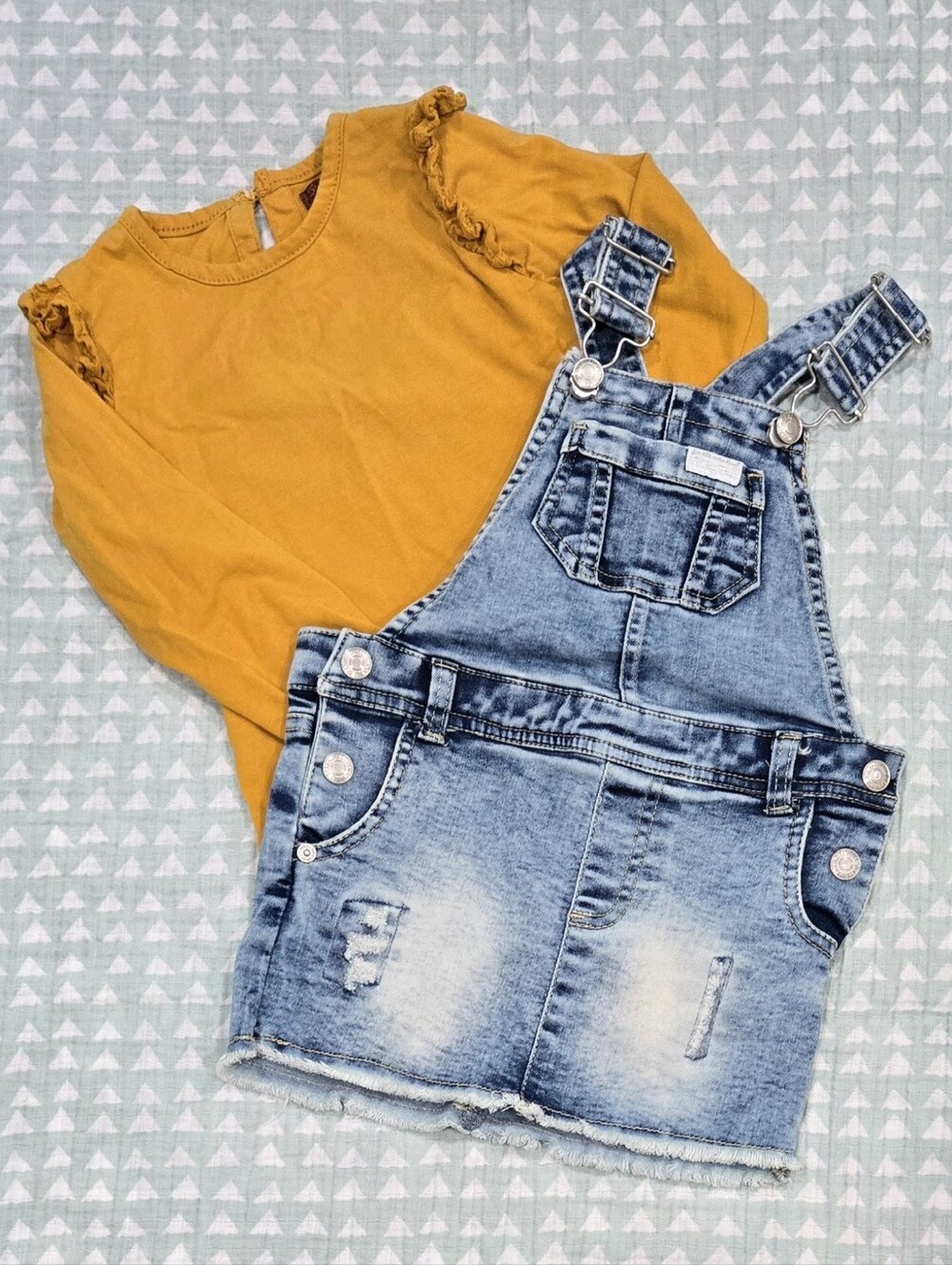 7 For All Mankind Denim Overall Skirt Outfit - 2T